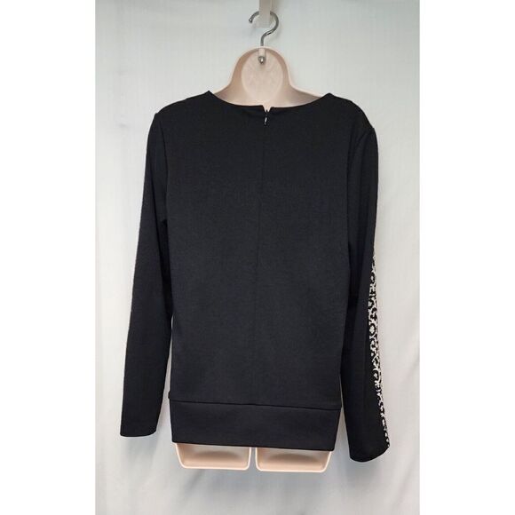 ANN TAYLOR Black & White Cheetah Animal Print Long Sleeve Stretch Sweate… - Picture 4 of 6